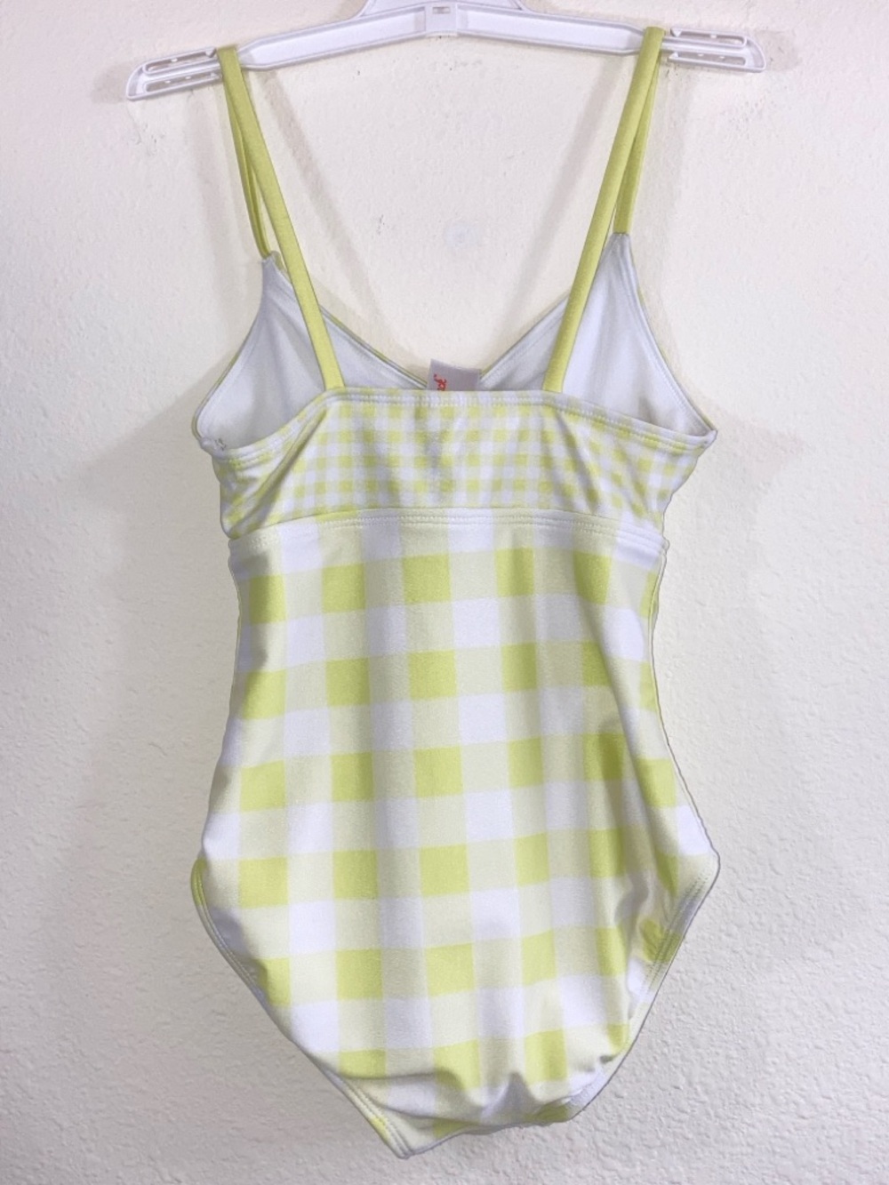 Cat & Jack Yellow White Gingham One-Piece Swimsuit Twist Front - Picture 8 of 8